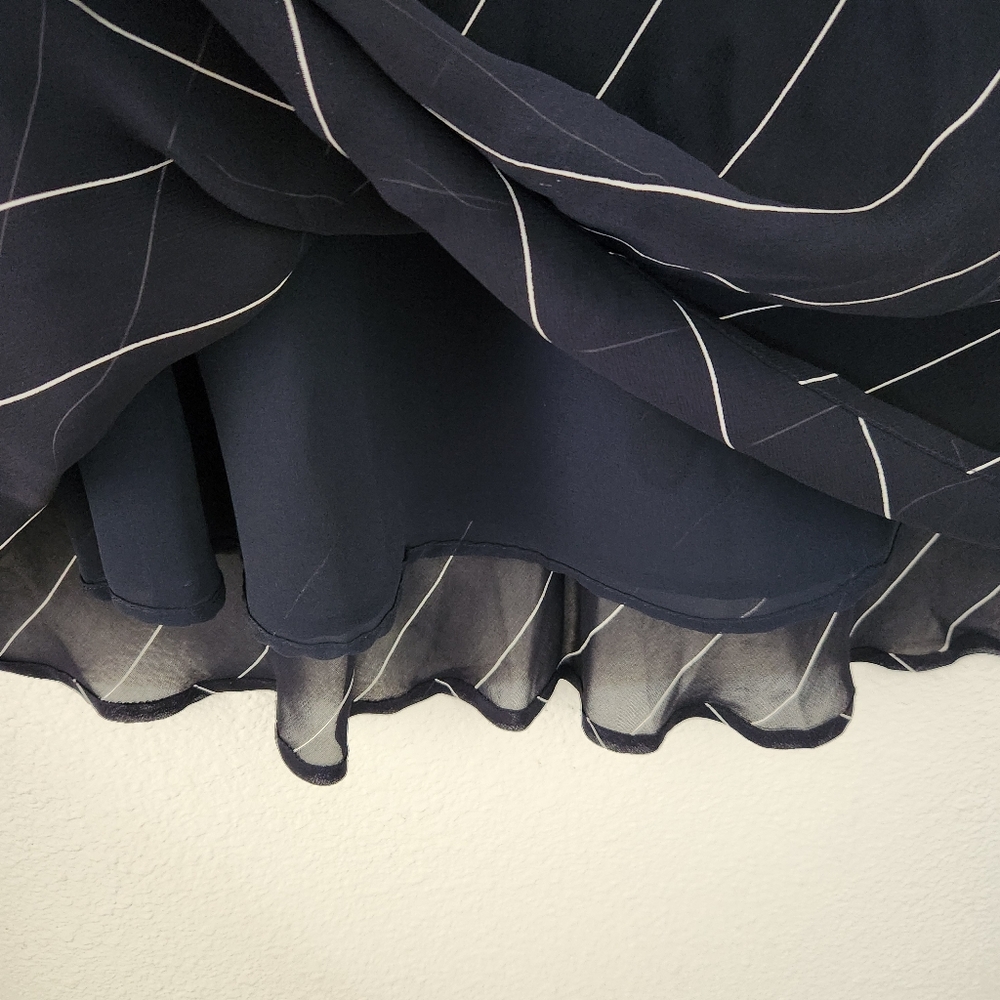 Vintage Lauen Ralph Lauren Navy White Bias Striped Skirt Size 10 28.5" - Picture 3 of 6